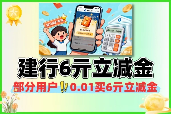 建行部分用户0.01买6亓立减金-线报
